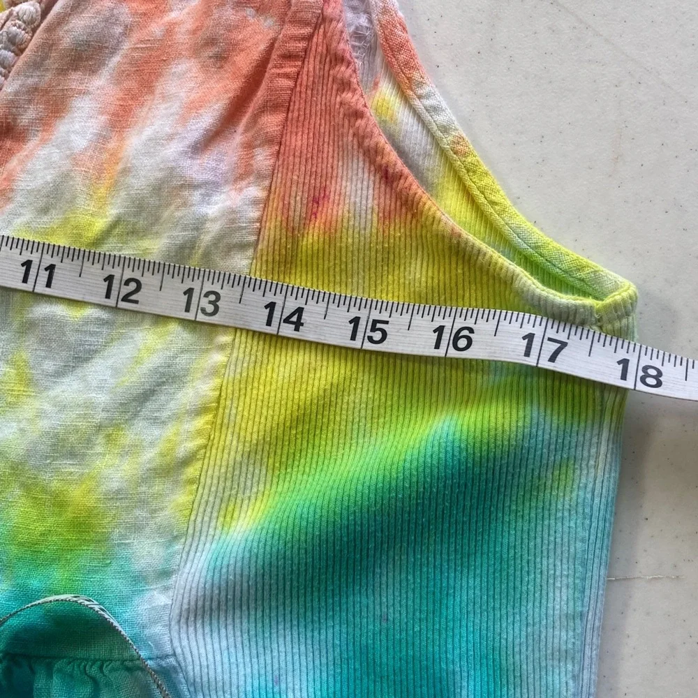 Vibrant Multicolor Linen Tie-Dye Sleeveless Dress - Picture 7 of 9